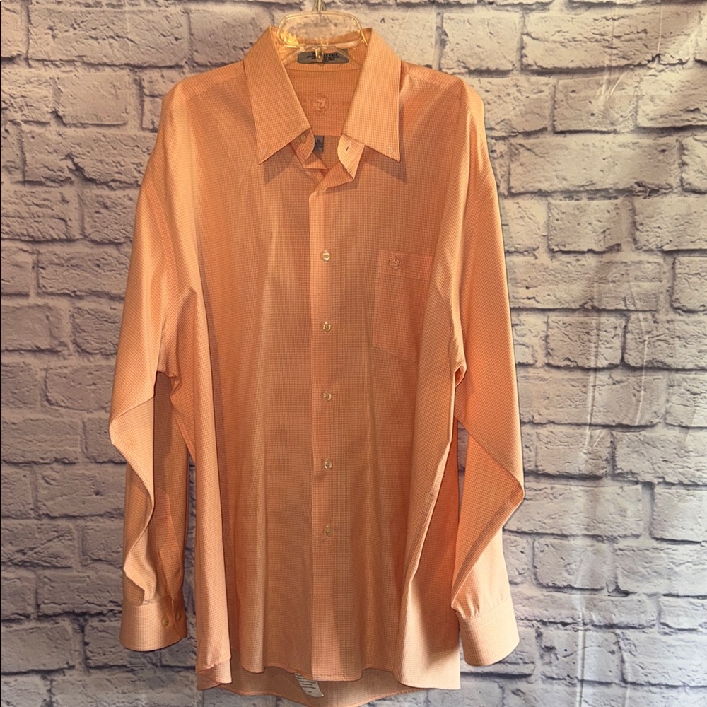 Duck Head Men's Peach-Orange Long Sleeve Dress Shirt